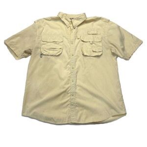 10000 FT Above Sea Level Shirt Men L Cream Button Up Vented Fishing Hiking